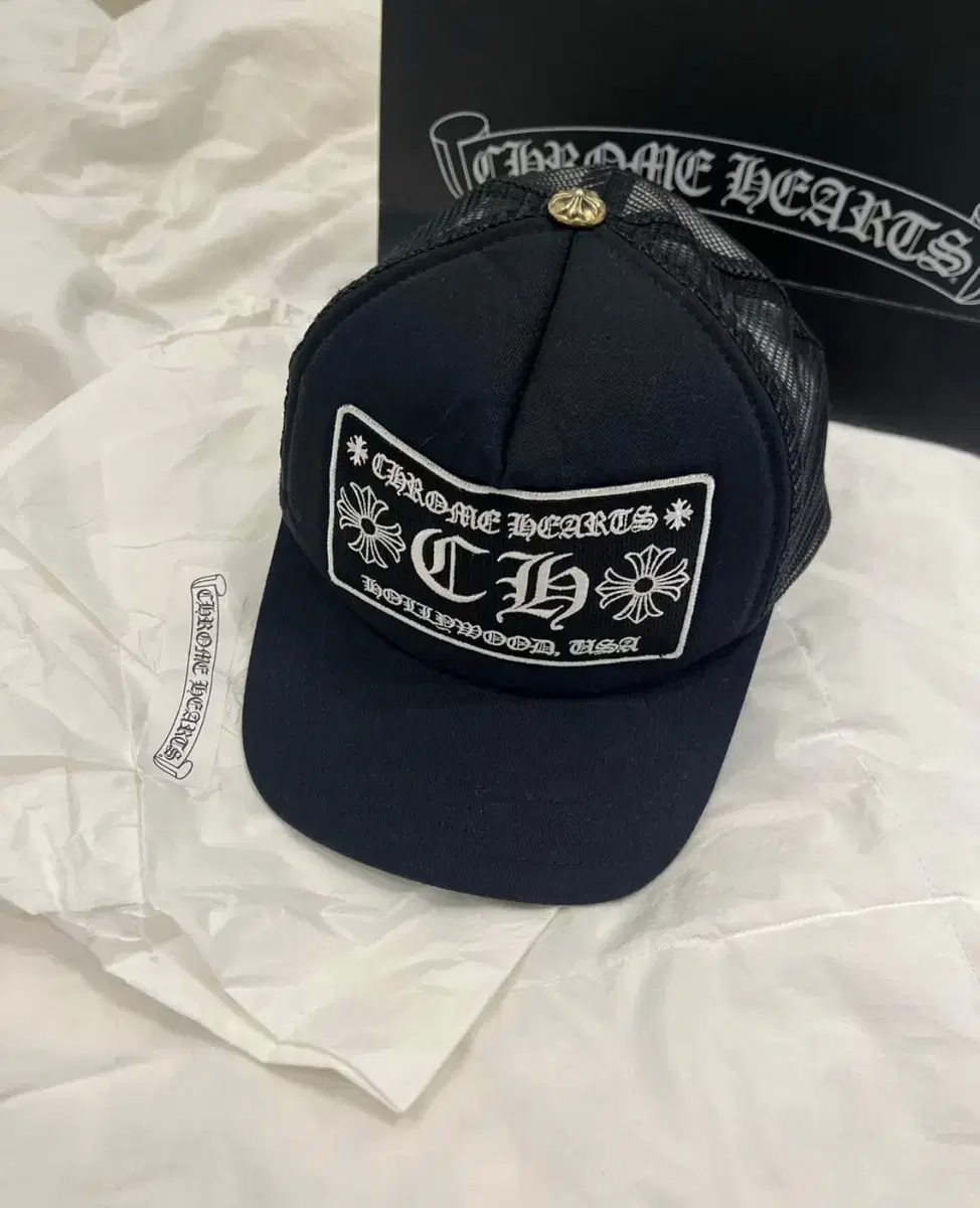 Chrome Hearts Hollywood Black Cap Trucker Hat Chrome Hearts