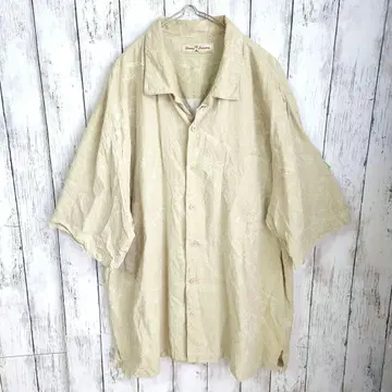 Tommy Bahama 실크 100% 알로하 셔츠 오픈 카라 자수