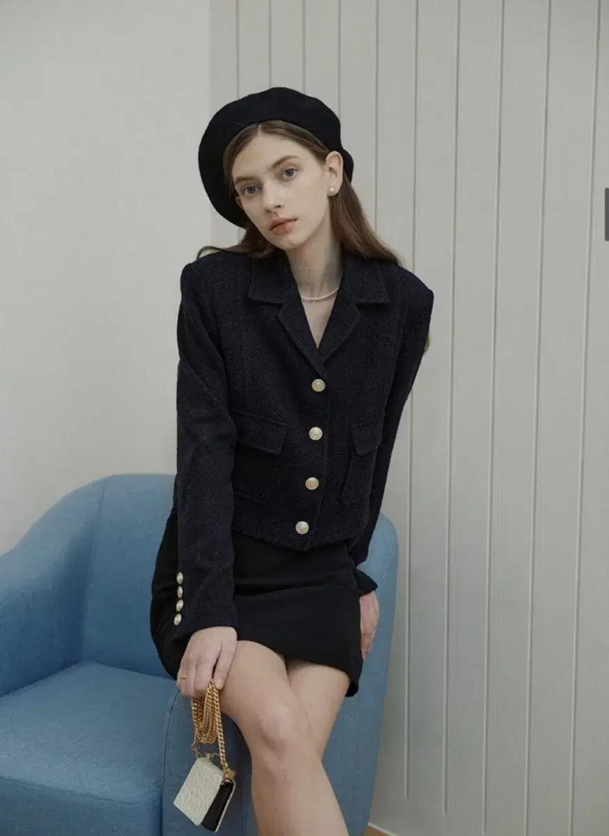 Wendy Lew Tweed Jacket Navy 1 Size