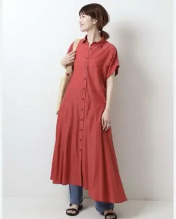 Spick & Span 21SS 플레어 실루엣 셔츠 원피스 린넨