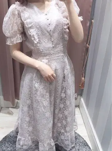 evelyn 에블린 허리 리본 레이스 원피스 전체 레이스 원피스