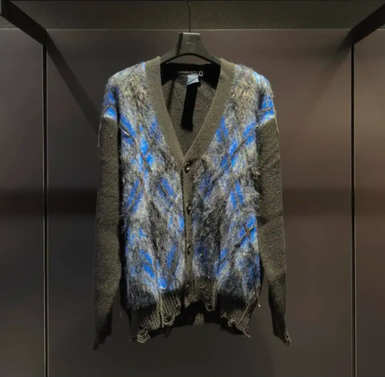 Selling Juunj Check Volume Yarn Cardigan - Blue S [Juunj Argyle]