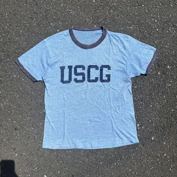 구제 의류 90s uscg 오니 페이드 링거 티셔츠 아메카지
