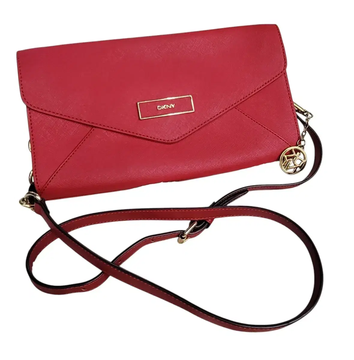 DKNY Red Leather Envelope Shoulder Bag