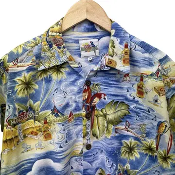 USA제 MARGARITAVILLE 잉꼬 하와이안 올 패턴 알로하 셔츠