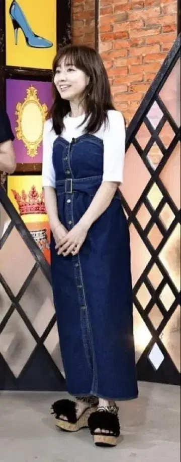슬리브리스 데님 롱 원피스 S ameri 다나카 미나미 착용