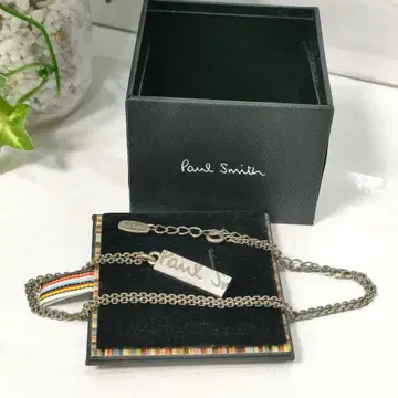 박스 포함 폴 스미스 플레이트 로고 목걸이 실버 PaulSmith
