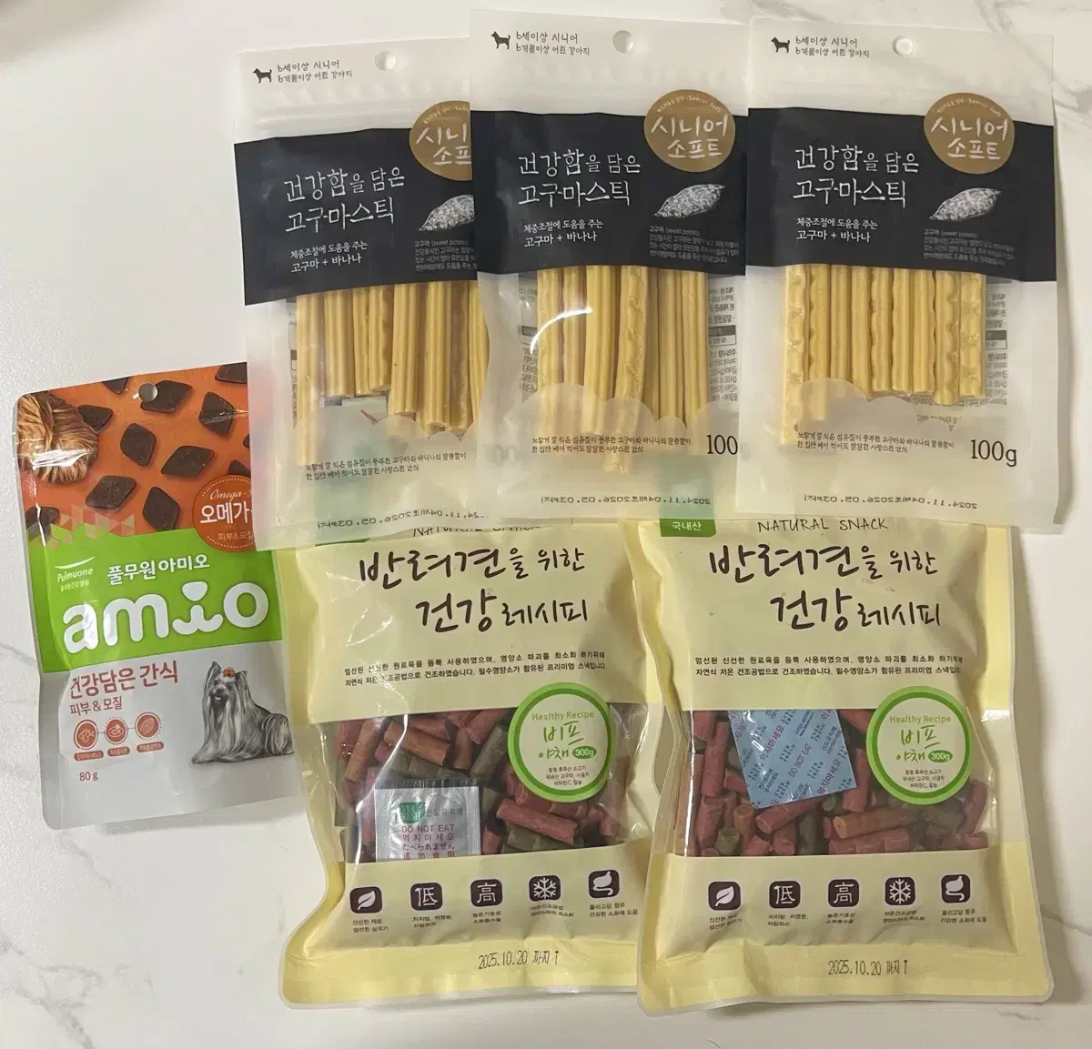 강아지 간식 일괄 판매 ( 풀무원 아미오 건강 레시피 비프야채 고구마스틱