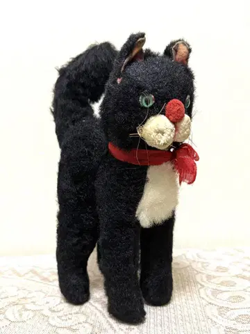 슈코 빈티지 검은 고양이 봉제 인형 Schuco