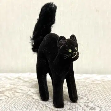 슈타이프? 빈티지 검은 고양이 봉제 인형 얌전하게 포즈, 하만?