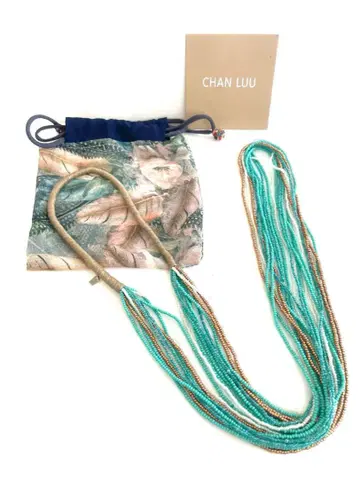 CHAN LUU 3색 10연 롱 목걸이 비즈 화이트 골드