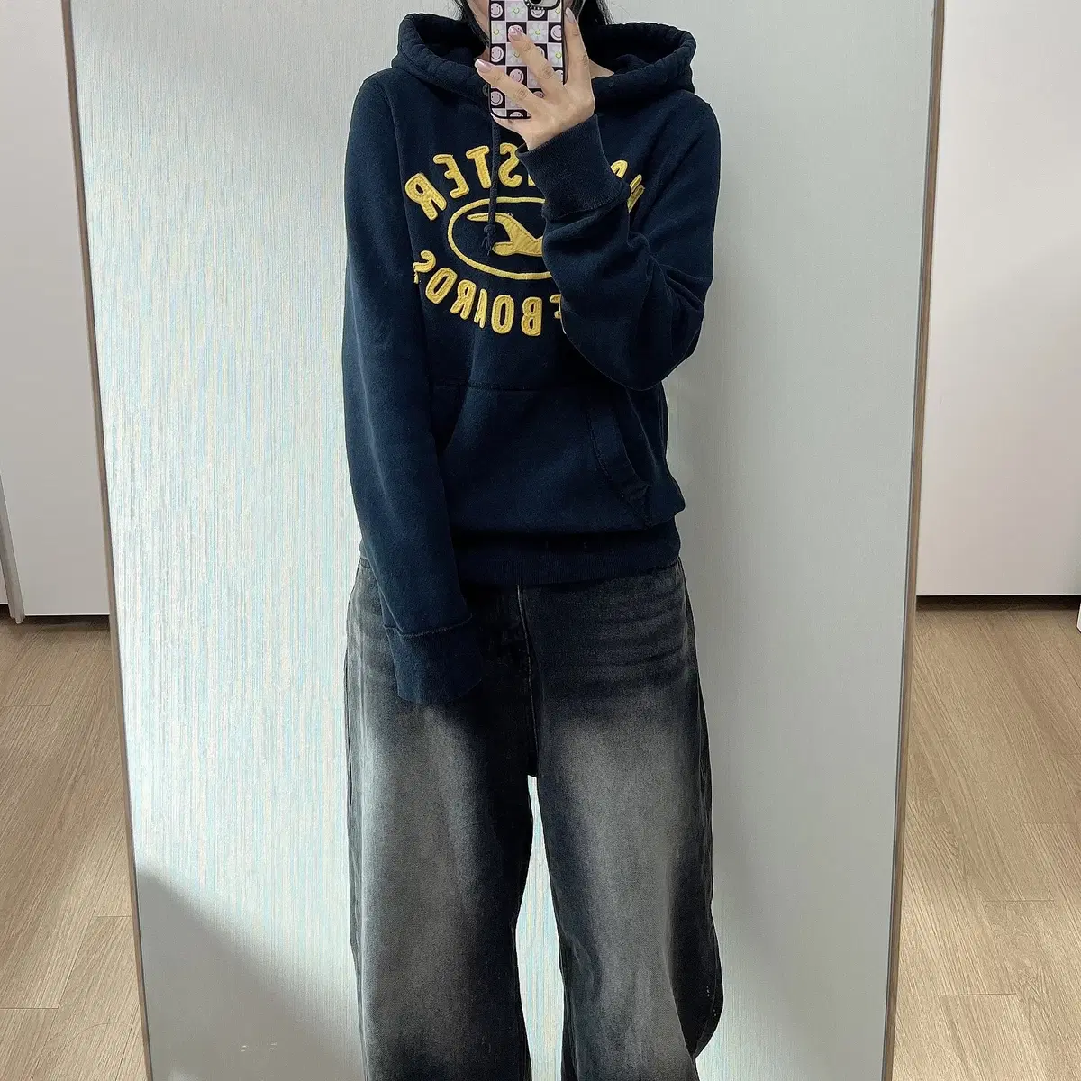 Holister embroidered logo black hoodie