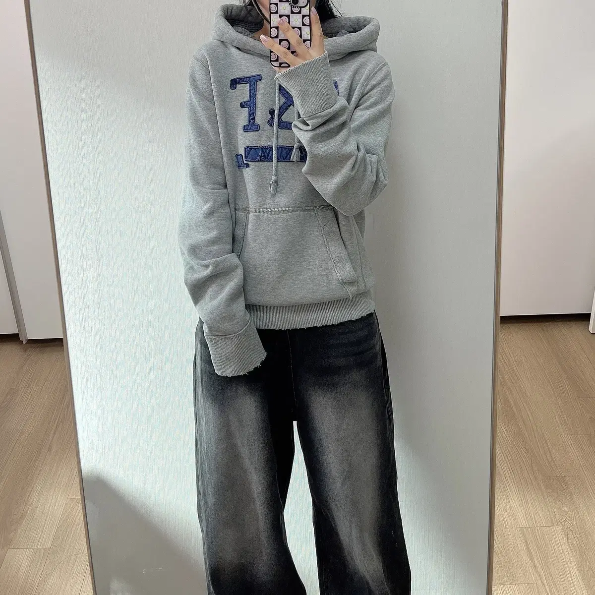 Abercrombie & Fitch Embroidered Logo Gray Hoodie