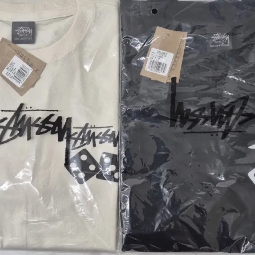 완전 새상품)스투시(STUSSY)-주사위 다이스 피그먼트 반팔티