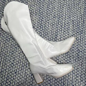 화이트 롱 부츠 힐 7cm (24.5cm)