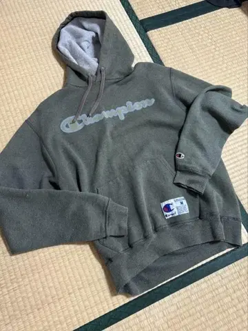 챔피온 후드 부착 후드티 M 올리브 그린