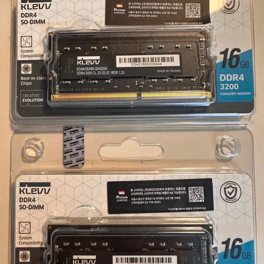 Sealed] KLEVV DDR4 PC4-25600 CL22 16G*2 #ddr4,#klevv,#노트북