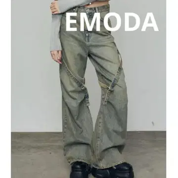 EMODA 카고 벨트 루즈 청바지