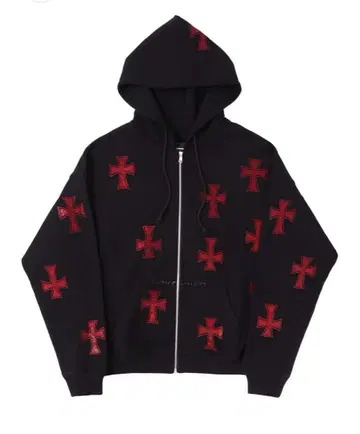 unknown 후드티 Black x Red Rhinestone XL