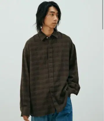 LIDNM 이탈리아 가제 체크 셔츠 L