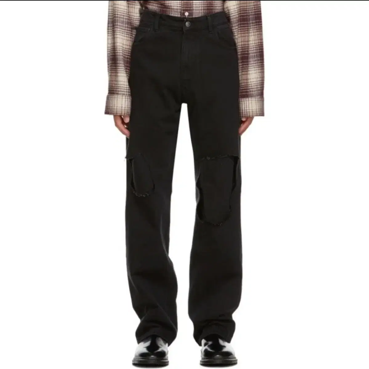 Raf Simons 20aw uneven knee patch denim