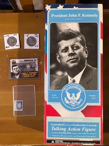 JFK 케네디 대통령 12인치 피규어 우표 코인 트레이딩 카드 세트