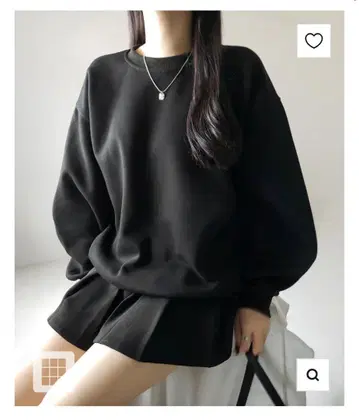 me me select 오버 맨투맨 탑 + 플리츠 미니 스커트