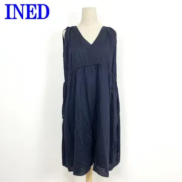INED 이네드 슬리브리스 원피스 네이비 면 큐프라 9 C2812