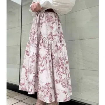 스나이델 볼륨 터프 프린트 스커트 여성용 꽃무늬 롱 스커트