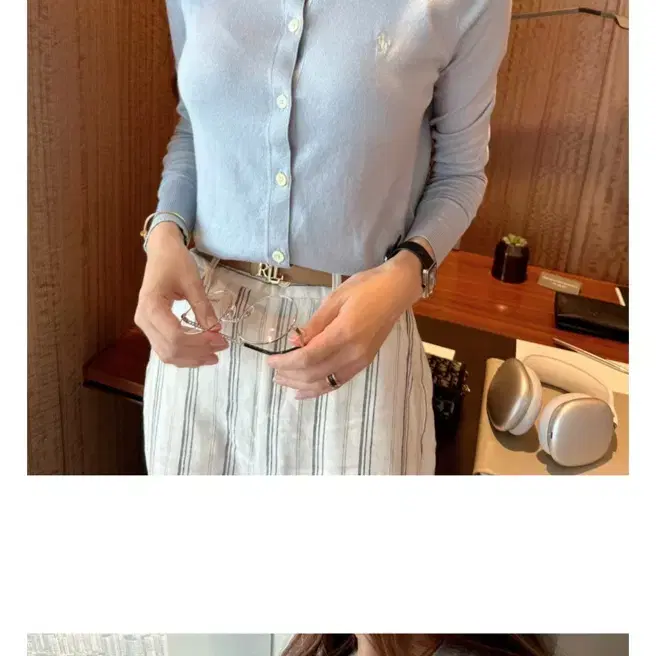 (단종색상)폴로 코튼 블렌드 피마면 여성 가디건 니트