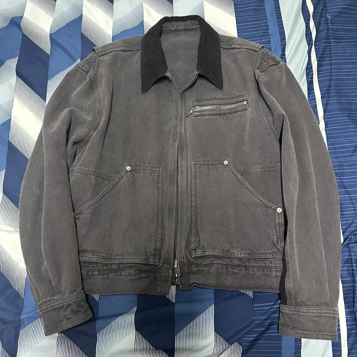 Koo Work Jacket Washed Charcoal Gray M Size