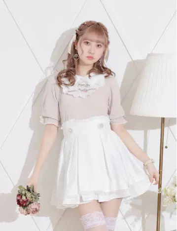 노에미 더블 리본 케이블 자카드 티셔츠 핑크