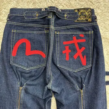 레어 새상품급 EVISU 본디지 데님 진 32 자수 카모메