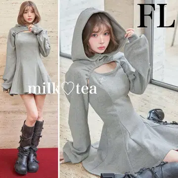 새상품 택 포함 다리치 숏 후디 맨투맨 미니 원피스 FL 그레이
