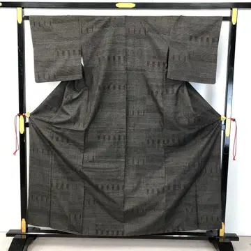 츠무기 기모노 100 거북이 무늬 흑연색 KK-1928