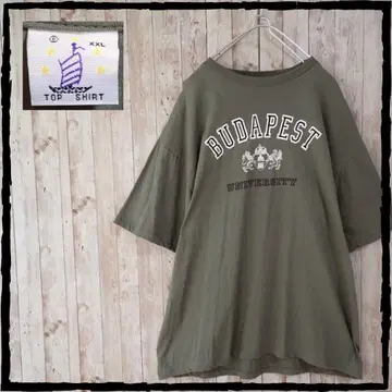 비교적 새상품급 TOP SHIRT 프린트 티셔츠 XXL 카키 올리브