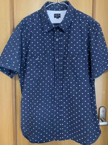 SCHOTT 네이비 별 패턴 반팔 셔츠 XL 사이즈