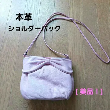 리본 디자인 핑크 사선 숄더백 (새상품급!) 천연 가죽