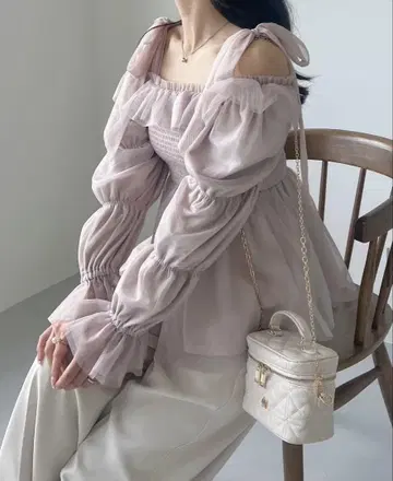 AnMILLE 안미르 얇은 명주 그물 볼륨 페플럼 TP