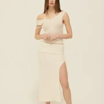 ☆送料・関税込☆THREETIMES★Mocha slit skirt★ 쓰리타임즈 threetimes mocha top & slit skirt | 브랜드 중고