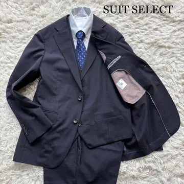 새상품급 SUIT SELECT 쓰리피스 수트 체크 무늬 퍼플 계열 AB6