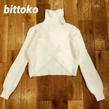 bittoko 비트코 프론트 크로스 하이넥 니트 유니크 화이트