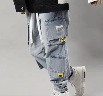 [세련된] 카고 데님 팬츠 라이트 블루