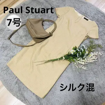 Paul Stuart 이탈리아제 실크 혼방 원피스 7호 밝은 베이지