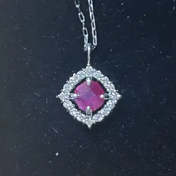 플라티나 루비 다이아몬드 목걸이 슬라이드 체인