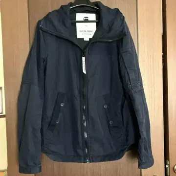 G-STAR RAW 네이비 풀 집업 자켓 후드 부착 XS