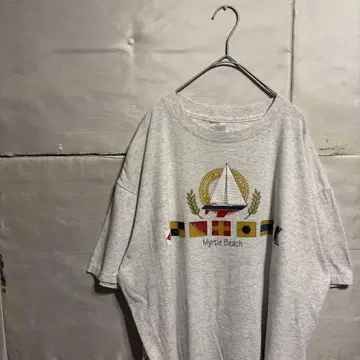 90년대 USA제 프린트 티셔츠 마블링 그레이 XL