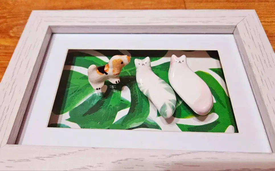 고양이 , 강아지 도자기 소품 (수저 받침대)