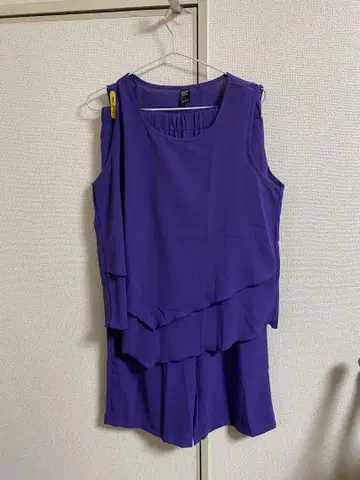 보라색 레이어드 디자인 팬츠 셋업