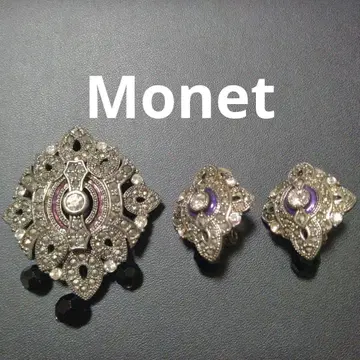 MONET 모네 브로치 & 귀찌 빈티지 에나멜 마카사이트
